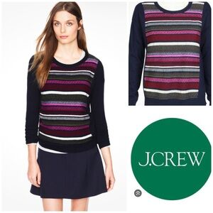 J. Crew Women's Sweater - Navy and Purple Stripes
